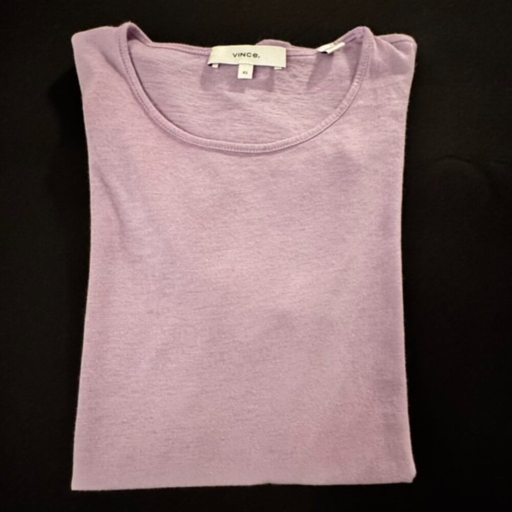 Vince Soft Cotton Jewel Neck T-shirt XS Lilac Purple